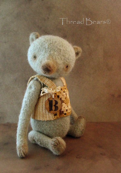 Felted, fulled blue bear5 by Sue Aucoin Thread Bears®